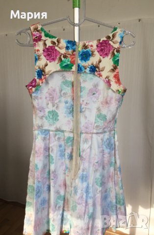 38 С / 40 М Дамска Рокля на Цветя Еластична Памучна Бежова Цветна Розова Синя Зелена, снимка 12 - Рокли - 42767451