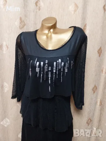 2XL Черна рокля на волани , снимка 2 - Рокли - 49147470