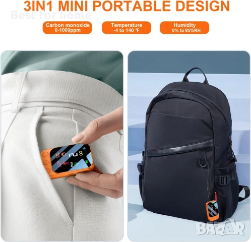 Преносим детектор за въглероден оксид със сензор за температура и влажност [3 в 1]  , снимка 2 - Други инструменти - 51473236