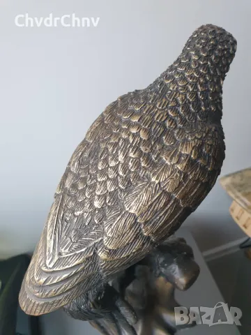 60см-4кг бронзова скулптура/фигура на птица/голяма статуетка на папагал на клон, снимка 6 - Статуетки - 48069104