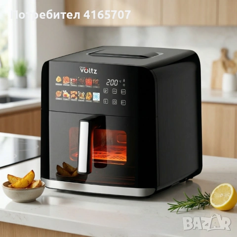 Еърфрайър Oliver Voltz OV51980CF, 1800W, 8 литра, Двоен нагревател, 12 Програми, LED дисплей и прозо, снимка 3 - Уреди за готвене на пара - 54068971