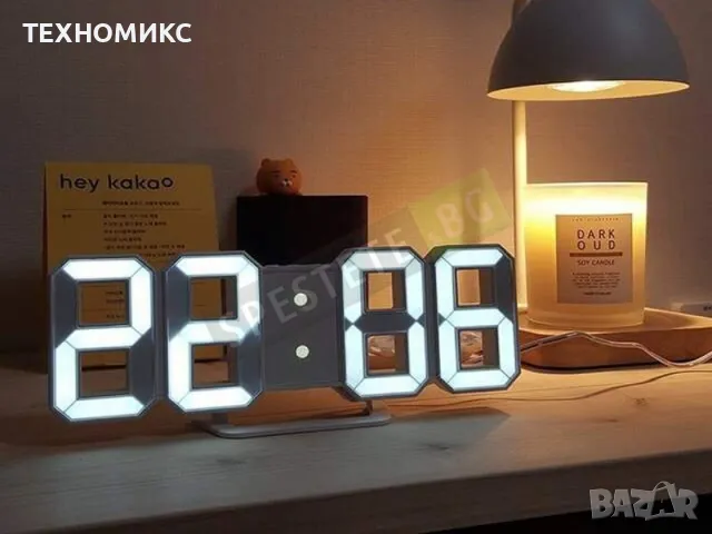 3D цифров часовник , студено бяло LED осветление, снимка 4 - Други - 48270395