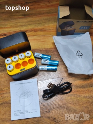 НОВИ акумулаторни AA батерии, 8 броя, бързо зарядно устройство, 1.5V 3000mWh, 1600 пъти зареждане..., снимка 4 - Друга електроника - 51572463