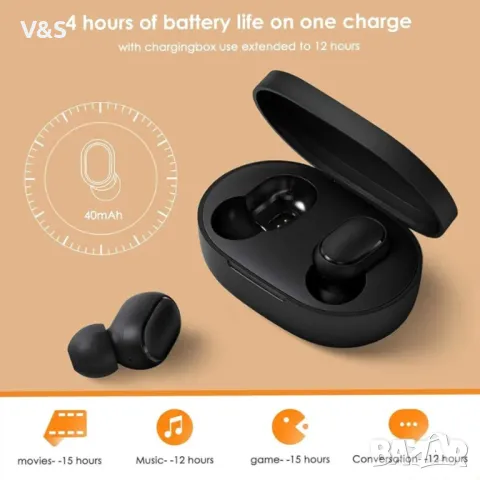 Слушалки Xiaomi Mi True Wireless Basic 2 Bluetooth 5.0 Стерео бас с микрофон AI Control Hands-Free с, снимка 4 - Bluetooth слушалки - 47692323