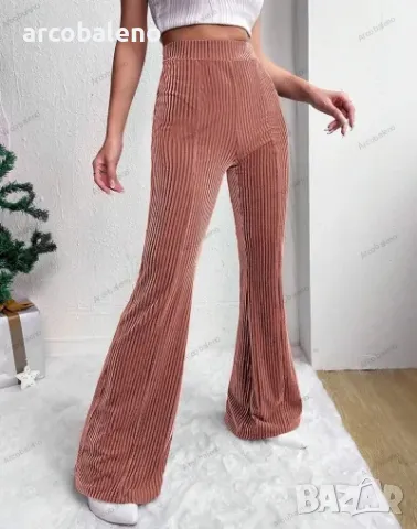 Дамски кадифени панталони с висока талия, 6цвята , снимка 15 - Панталони - 48443784