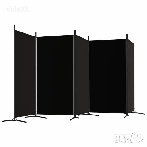 vidaXL Параван за стая, 5 панела, черен, 433x180 см, плат, снимка 5 - Паравани - 56147211