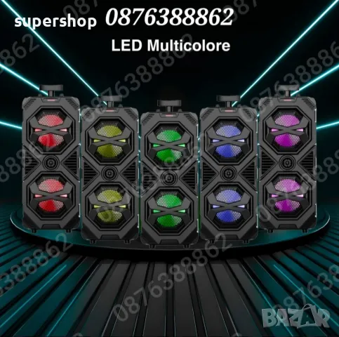 НОВО! Караоке Колона Блутут Тонколона 2х8 инча 60см. Безжичен Микрофон, снимка 9 - Bluetooth тонколони - 48123086