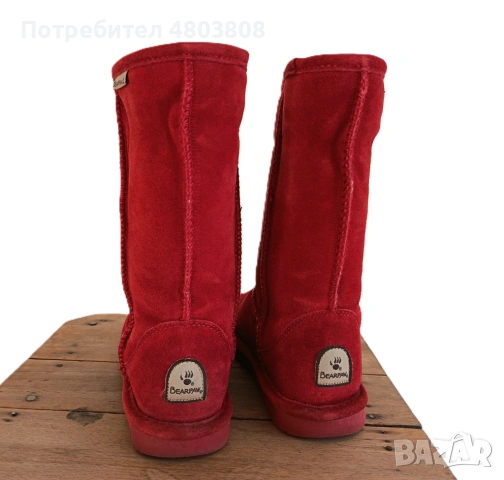 Дамски ботуши Bearpaw червен велур, снимка 3 - Дамски ботуши - 54268229