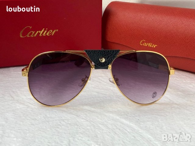 Cartier 2023 мъжки слънчеви очила с кожа и дътвени дръжки, снимка 9 - Слънчеви и диоптрични очила - 42830041