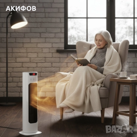 Вертикален керамичен отоплител с дистанционно и защита от прегряване, снимка 4 - Отоплителни печки - 52534710