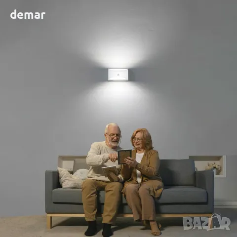 2 бр. стенни аплици, безжични акумулаторни LED, нагоре и надолу, батерия 5000mAh, дистанционно, снимка 4 - Лед осветление - 49880442