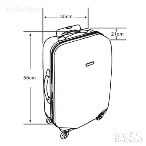 Куфар на колелца-35x21x55.5 см./сив куфар на колелца , снимка 7 - Куфари - 50645115