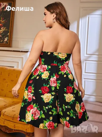Макси Прекрасна Цветна Рокля с Рози Силно Изразени Цветове , снимка 2 - Рокли - 50125254