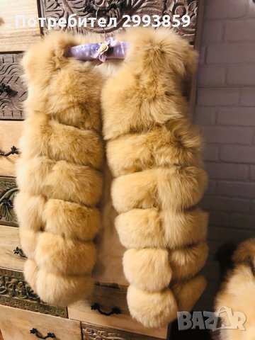 Елек естествена кожа лисица 70см*камел, снимка 4 - Елеци - 32013324