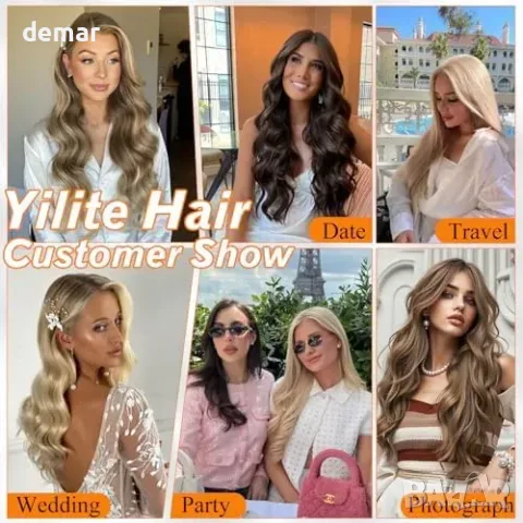 Екстеншъни YILITE Butterfly Weft от естествена коса, 35,56 см, 40 г, #1, снимка 6 - Аксесоари за коса - 56228574
