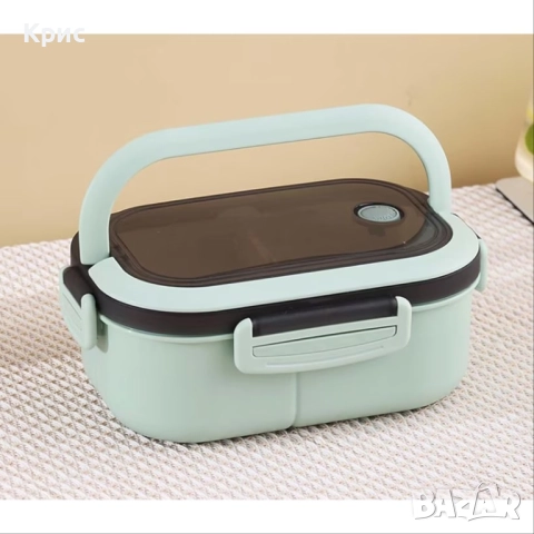 Кутия за храна, С отдушник, Вакуум вентил, С дръжка, 1.2л, Зелен