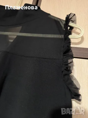 Черна рокля / туника с прозрачно деколте - S/M, снимка 5 - Рокли - 49337065