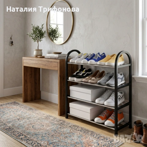Етажерка за обувки на 4 нива до 12 чифта - стилна и здрава, снимка 3 - Етажерки - 53879160