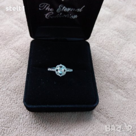 Сребърни Обици и Пръстен с диаманти , снимка 12 - Бижутерийни комплекти - 27521573