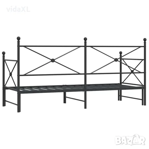vidaXL Дневна спалня с багажник без матрак Черно 90x200 cm Стомана, снимка 8 - Спални и легла - 56147494