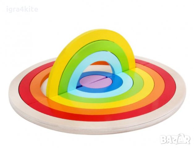Двойна цветна дървена дъга с табла за поместване Wooden double rainbow, снимка 5 - Образователни игри - 30455577