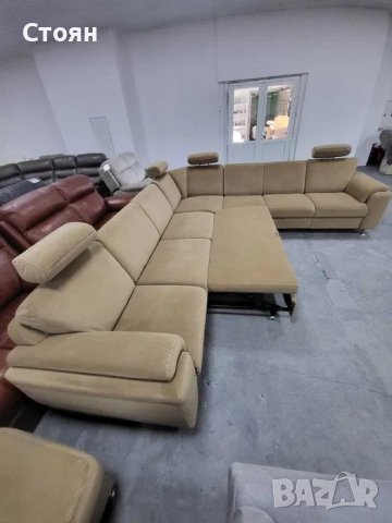 ПРОМОЦИЯ!!! Тъмно бежов ъглов диван от плат с ф-я сън и табуретка ZE-EM05003, снимка 10 - Дивани и мека мебел - 39965293