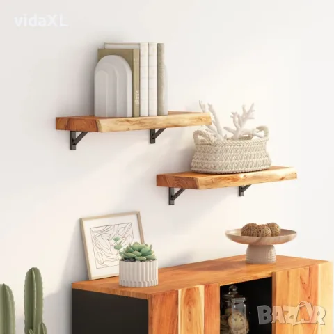 vidaXL Стенен рафт, 60x30x3,8 см, правоъгълен, масив акация, жив ръб, снимка 2 - Етажерки - 56147311
