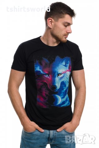 Нова мъжка тениска с дигитален печат Вълк, GALAXY WOLF, Серия вълци, снимка 5 - Тениски - 29040524