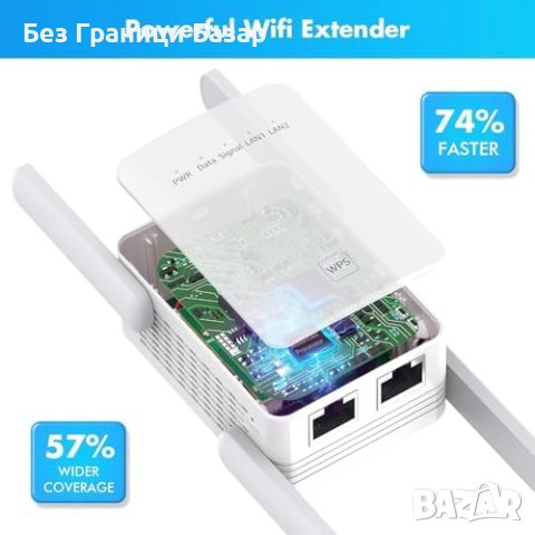 Нов 300Mbps Wi-Fi Booster - Стабилен Сигнал, Широк Обхват, снимка 2 - Друга електроника - 44179679