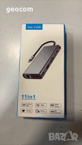 11в1 USB Type-C HUB (Нов,4K HDMI,4xUSB,SD/MMC/mSD,LAN,D-SUB)
