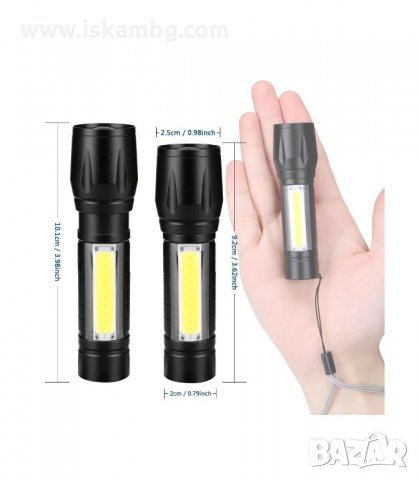УЛТРА ЯРКО ДЖОБНО ФЕНЕРЧЕ XPE+COB СЪС ZOOM - код 2844, снимка 7 - Екипировка - 33914915