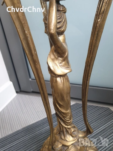 Франция 19ти век/58см-5кг/голям стар настолен бароков бронзов свещник, снимка 9 - Декорация за дома - 54166122
