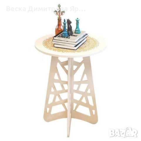 Стилна кръгла холна маса с ажурни крака – Бял елегантен акцент за всяко пространство, снимка 4 - Маси - 51001068