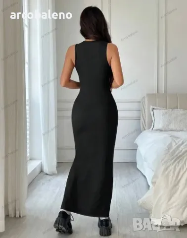 Дамска семпла рокля без ръкави с кръгло деколте, снимка 2 - Рокли - 49724281