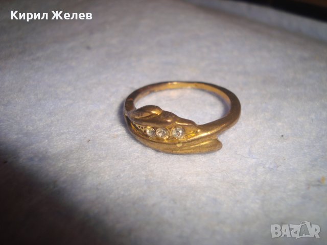 ДОСТА СТАР МЕДЕН РЕТРО АРТ ПРЪСТЕН с ПОЗЛАТА и ФАСЕТ ЦИРКОНИ МАЙСТОРСКА ИЗРАБОТКА 27592