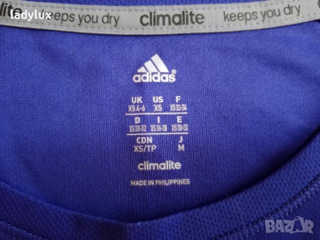 Adidas ClimaLite, Оригинална, Размер XS/S. Код 1763, снимка 5 - Тениски - 36905618