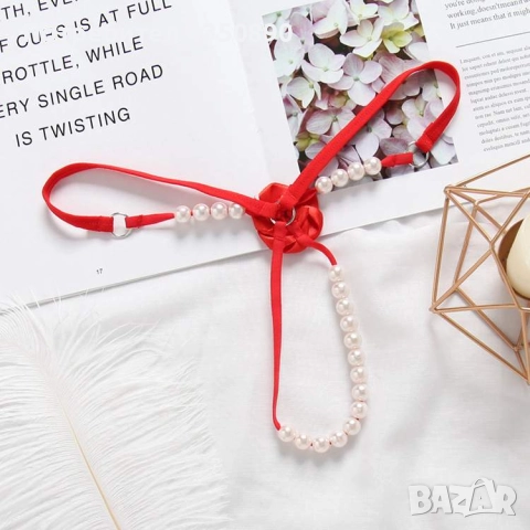 Стимулиращи еротични прашки с роза и перлени топчета - Код:1320, снимка 13 - Бельо - 51988619