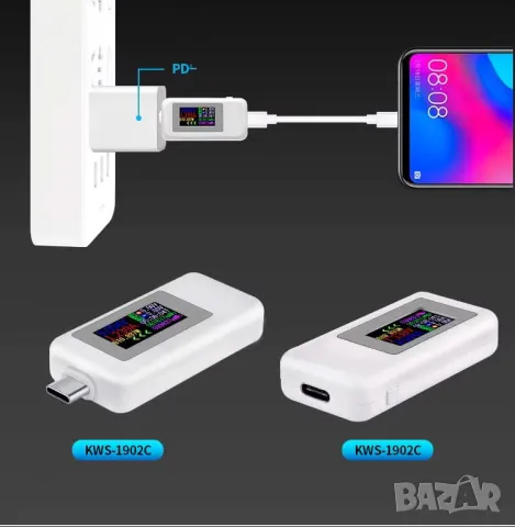 USB тестер KWS-1902C 4-30V 0-6.5A / черен, снимка 4 - Друга електроника - 47360016