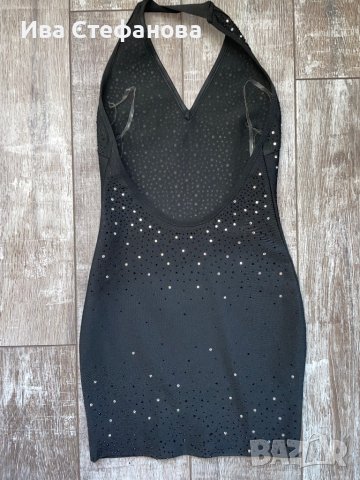 Черна бандажна къса рокля с камъни сваровски-Swarovski Crystal, снимка 11 - Рокли - 26748945