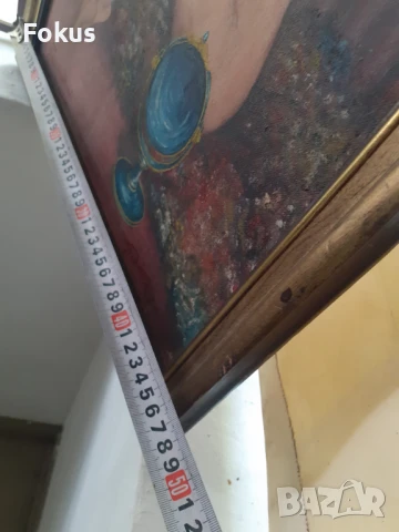 Стара авторска картина масло подпис и рамка, снимка 7 - Антикварни и старинни предмети - 50966275