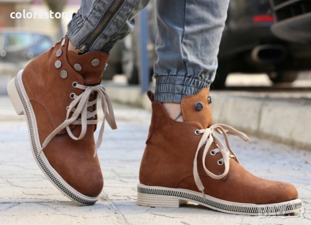 Равни боти - кафяв велур - K-48, снимка 2 - Дамски боти - 36549412