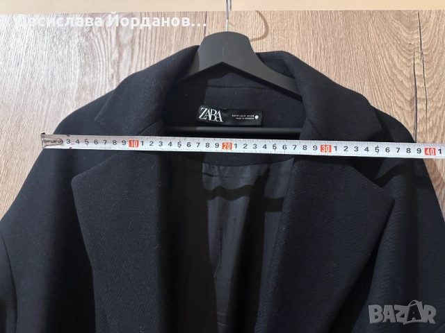 Дамско oversize черно палто с вълна, снимка 4 - Палта, манта - 52297285