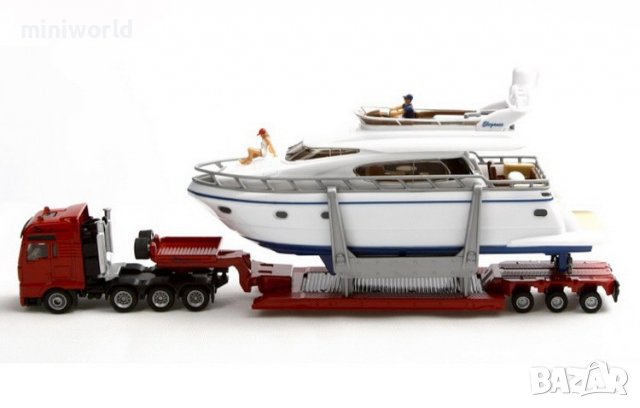 MAN транспортен на яхта, heavy haulage transporter with yacht - мащаб 1:87 на SIKU, снимка 2 - Колекции - 38046095