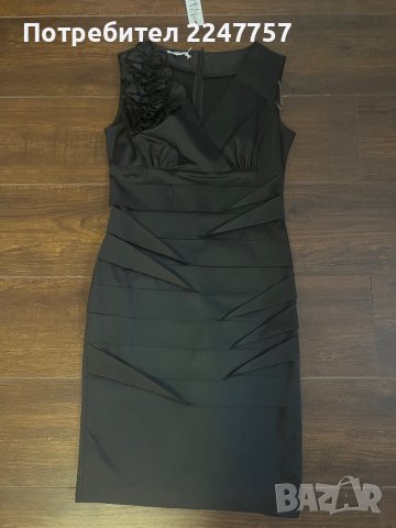 Черна сатенена рокля размер S, снимка 2 - Рокли - 42893232