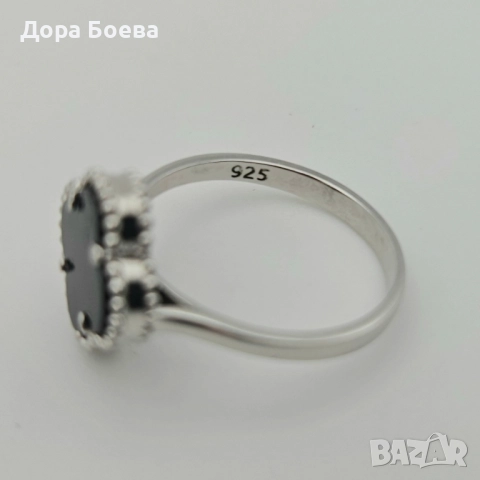 Сребърен пръстен: "Ноир", снимка 5 - Пръстени - 52219564