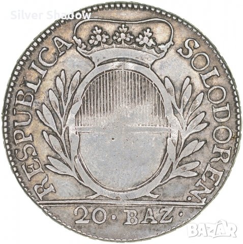 Сребърна монета Швейцария 20 Батцен 1795 г. Свободен град Зо̀лотурн  