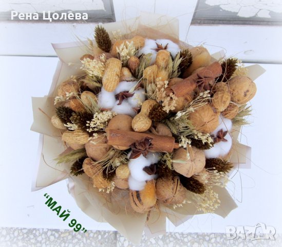 Икебана с орехи и житни класове, снимка 4 - Подаръци за юбилей - 35263948