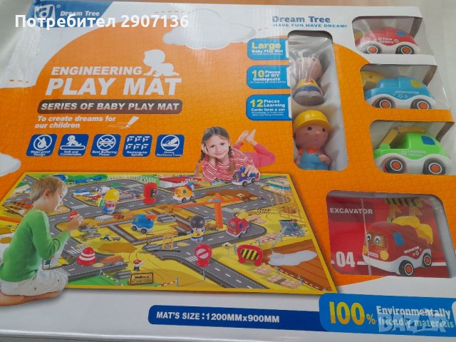 Килимче с улици,коли,човечета,знаци, строителни машини, сгради за деца на 24 месеца +, снимка 5 - Игри и пъзели - 38492846