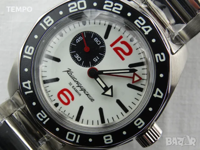 ВОСТОК КОМАНДИРСКИЕ АВТОМАТИЧЕН-GMT-FULL LUME  ref: 03099А, снимка 12 - Мъжки - 46851919