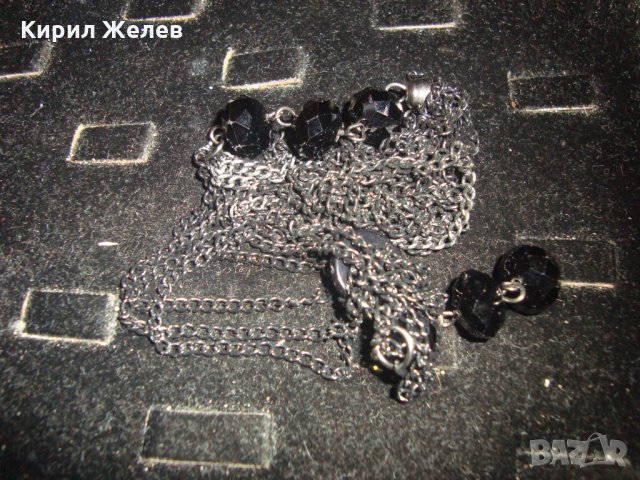 Винтидж огърлица с ФАСЕТИРАНИ ЧЕРНИ ГОЛИМИ КРИСТАЛИ 13351, снимка 5 - Колиета, медальони, синджири - 31428566